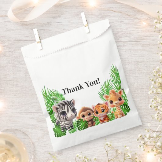 サファリの友人タイガーgiraffe zebra monkey birthday フェイバーバッグ (クリップ留めされた状態)