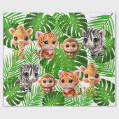サファリの友人タイガーgiraffe zebra monkey birthday ラッピングペーパー (フラット)