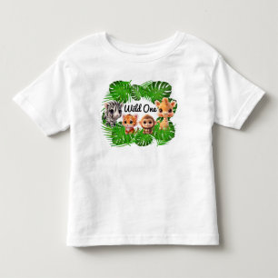 サファリの友人タイガーgiraffe zebra monkey elephant トドラーTシャツ