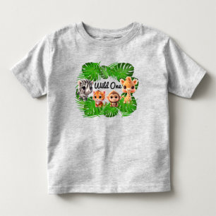 サファリの友人タイガーgiraffe zebra monkey elephant トドラーTシャツ