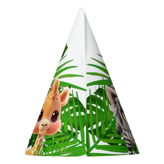 サファリの友人タイガーgiraffe zebra monkey elephant パーティーハット (裏面)