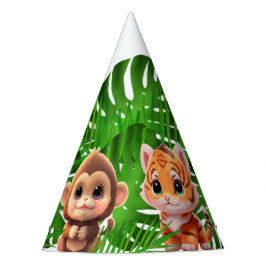 サファリの友人タイガーgiraffe zebra monkey elephant パーティーハット