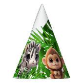 サファリの友人タイガーgiraffe zebra monkey elephant パーティーハット (左)