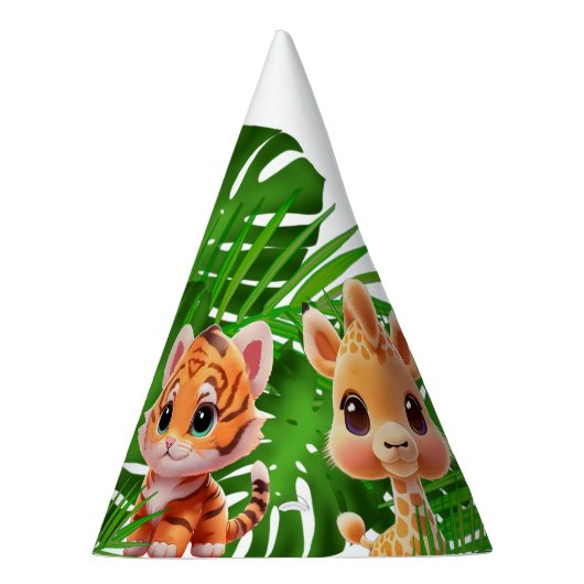 サファリの友人タイガーgiraffe zebra monkey elephant パーティーハット (右)