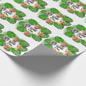 サファリの友人タイガーgiraffe zebra monkey elephant ラッピングペーパー (角)