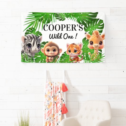 サファリの友人タイガーgiraffe zebra monkey elephant 横断幕 (インサイチュ)