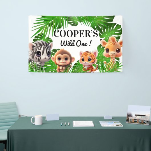 サファリの友人タイガーgiraffe zebra monkey elephant 横断幕 (トレードショー)