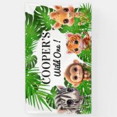 サファリの友人タイガーgiraffe zebra monkey elephant 横断幕 (縦)