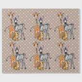 サファリの友達、キリン、ゼブラ、タイガー ラッピングペーパー (フラット)