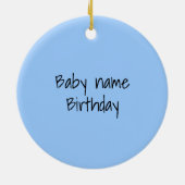 サファリの友達、キリン、ゼブラ、タイガー、青いポルカ セラミックオーナメント (裏面)