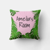 サファリの友達、キリン、ゼブラ、トラ、パーム葉 クッション (裏面)