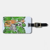 サファリの友達、キリン、ゼブラ、トラ、パーム葉 ラゲッジタグ (正面横)