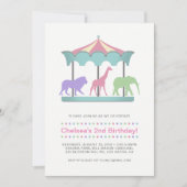 サファリの回転木馬の誕生日の招待状 招待状 (正面)