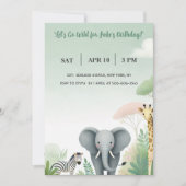 サファリの夢：野生の誕生日! 招待状 (正面)