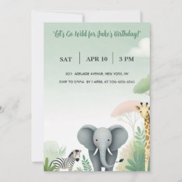サファリの夢：野生の誕生日! 招待状