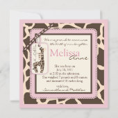 サファリの女の子の発表の正方形 招待状 (裏面)