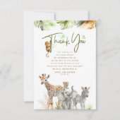 サファリの小さな動物のジャングルありがとう サンキューカード (正面)