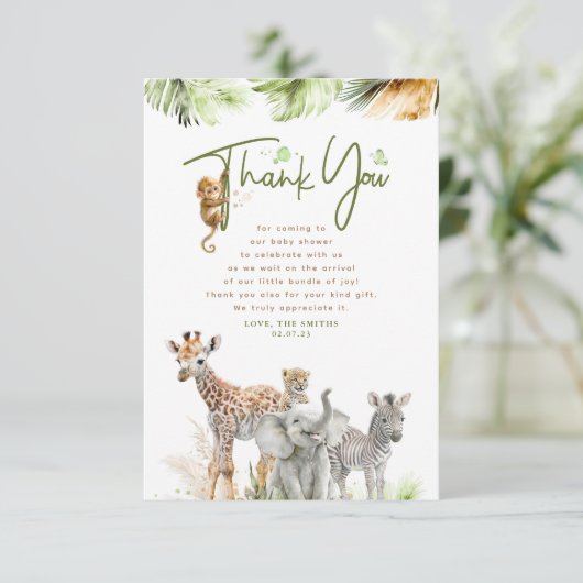 サファリの小さな動物のジャングルありがとう サンキューカード (スタンド正面)