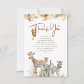 サファリの小さな動物のジャングルありがとう サンキューカード (正面)