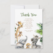 サファリの小さな動物のジャングルありがとう サンキューカード (正面)