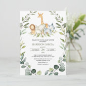 サファリの少年ジャングル動物のベビーシャワー 招待状 (スタンド正面)