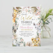 サファリの幼稚園と3体の動物のサファリ 招待状 (スタンド正面)