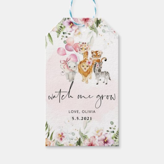 サファリの成長を見るメッセージカード ギフトタグ (正面)