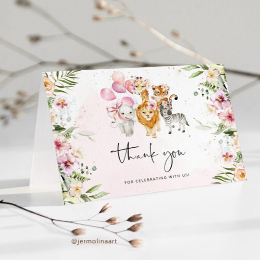 サファリの折り畳みサンキューカード。 サンキューカード