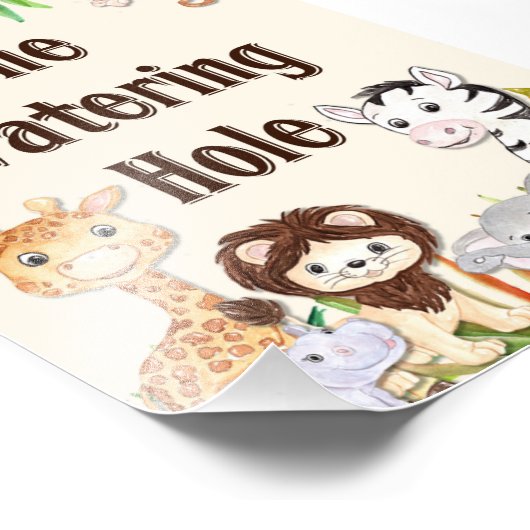 サファリの散水ホールサイン、ベビーシャワーのサイン、ベビー フォトプリント (角)