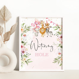 サファリの散水穴の看板。トロピカルドリンク ポスター