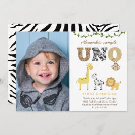 サファリの最初の誕生日パーティースペインの、プライマーアニト 招待状