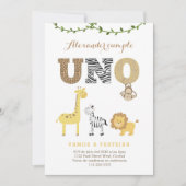 サファリの最初の誕生日招待状スペインのイン、1人カンプル 招待状 (正面)
