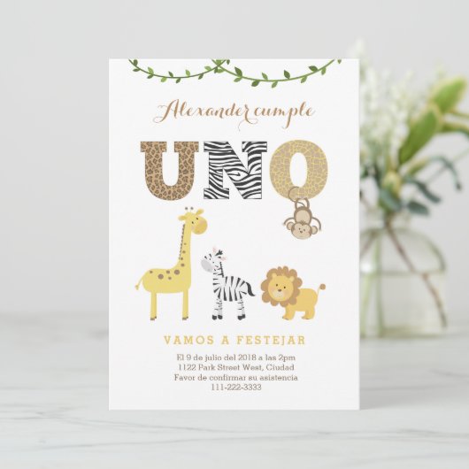 サファリの最初の誕生日招待状スペインのイン、1人カンプル 招待状 (スタンド正面)