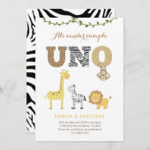 サファリの最初の誕生日招待状スペインのイン、1人カンプル 招待状 (正面/裏面)