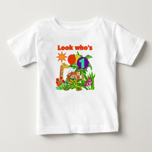 サファリの最初誕生日 ベビーTシャツ (正面)