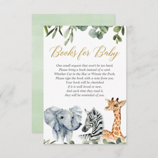 サファリの本の要求、ジャングルの動物園動物の水彩画 エンクロージャーカード (正面/裏面)