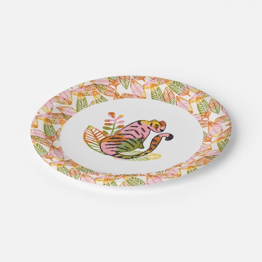 サファリの植物性チータトゥイーン10代の誕生日パーティー ペーパープレート (アングル)