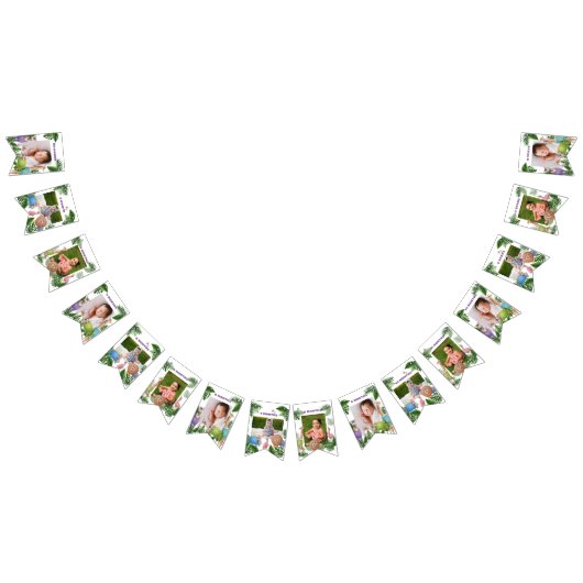 サファリの熱帯動物が毎月カスタマイズ可能な写真 バンティングフラッグ (全)