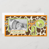 サファリの男の子のオレンジ写真カード 案内状 (正面/裏面)