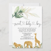 サファリの男の子のベビーシャワーの招待の菓子の男の赤ちゃん 招待状 (正面)