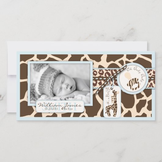 サファリの男の子の写真カード 案内状 (正面)