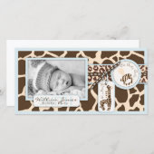 サファリの男の子の写真カード 案内状 (正面/裏面)