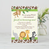 サファリの男の子の第1誕生日のパーティの招待状 招待状 (スタンド正面)
