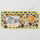 サファリの男の子の緑の高い発表 案内状 (正面/裏面)