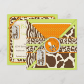 サファリの男の子LGRの招待状の正方形 招待状 (正面/裏面)