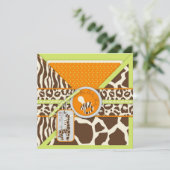 サファリの男の子LGRの招待状の正方形 招待状 (スタンド正面)