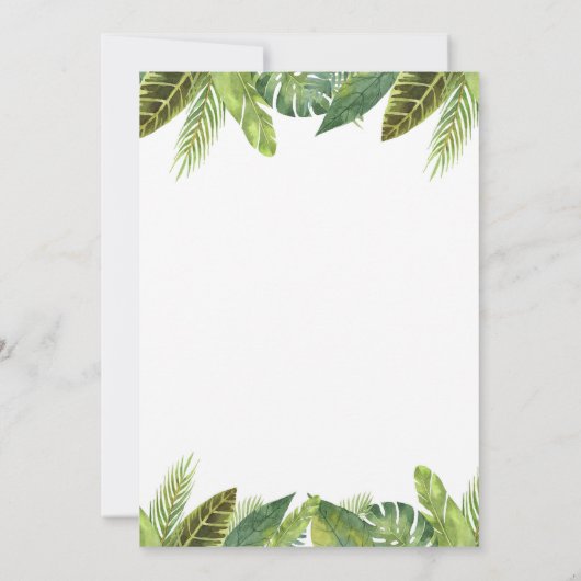 サファリの男女兼用な緑金ゴールドのベビーシャワー 招待状 (裏面)