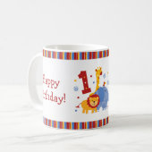 サファリの第1誕生日のカスタムのマグ コーヒーマグカップ (正面左)