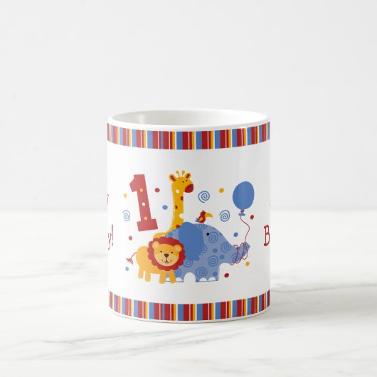 サファリの第1誕生日のカスタムのマグ コーヒーマグカップ (中央)