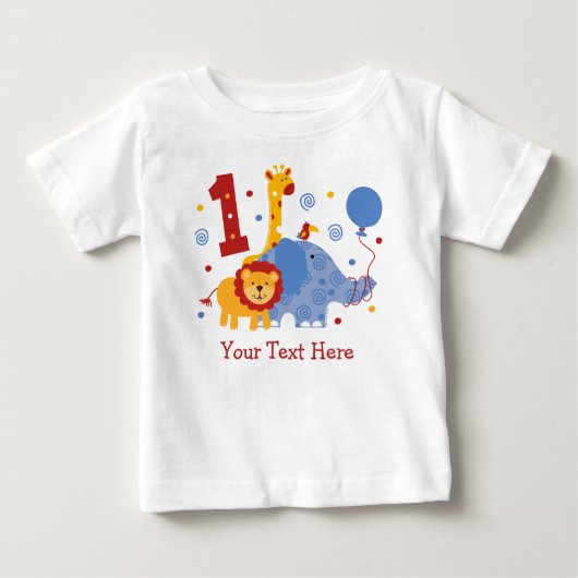 サファリの第1誕生日のカスタム ベビーTシャツ (正面)